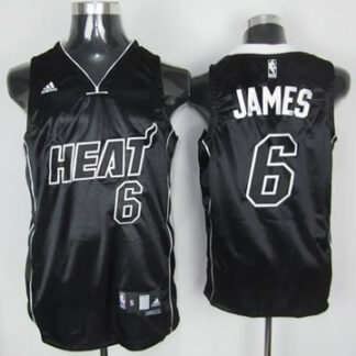 Miami Heat #6 James black white letters Jerseys