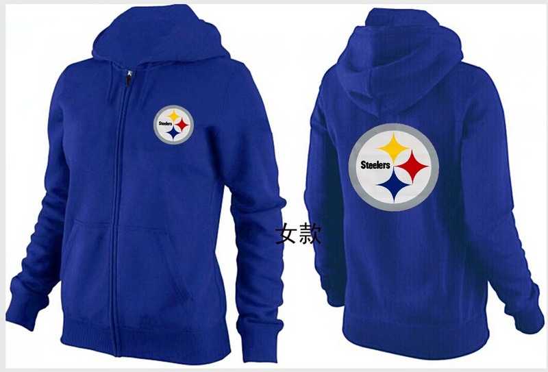 Womens Pittsburgh Steelers Team Logo 2015 Full Zip Hoodie-51