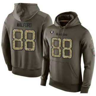 NFL Men's Oakland Raiders #88 Clive Walford Stitched Green Olive Salute To Service KO Performance Hoodie