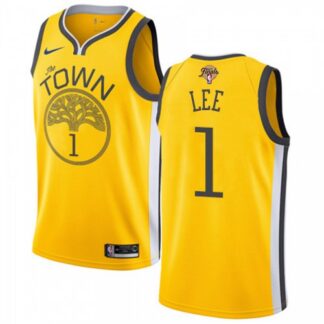 Nike Golden State Warriors #1 Damion Lee Gold 2022 NBA Finals Swingman Earned Edition Jersey Men’s