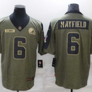 Nike Browns 6 Baker Mayfield Olive 2021 Salute To Service Limited Jersey Dzhi
