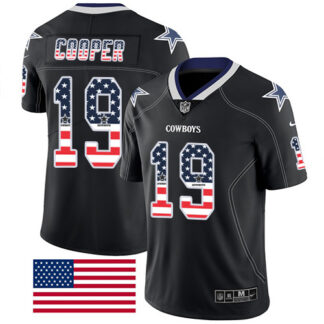 Nike Dallas Cowboys #19 Amari Cooper Black Men’s Stitched NFL Limited Rush USA Flag Jersey