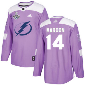 Adidas Tampa Bay Lightning #14 Pat Maroon Purple Authentic Fights Cancer Youth 2020 Stanley Cup Champions Stitched...