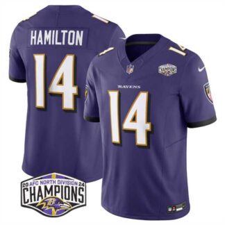 Men's Baltimore Ravens #14 Kyle Hamilton Purple F.U.S.E 2024 AFC North Division Champions Vapor Limited Jersey