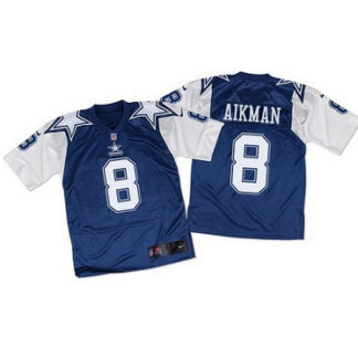 Nike Cowboys #8 Troy Aikman Navy BlueWhite Throwback Men's Stitched NFL Elite Jersey