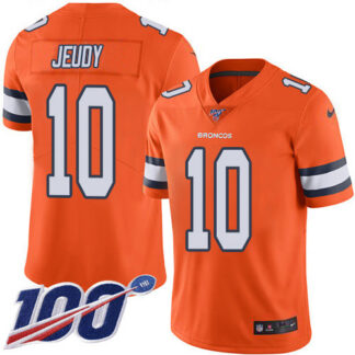 Nike Denver Broncos #10 Jerry Jeudy Orange Men’s Stitched NFL Limited Rush 100th Season Jersey