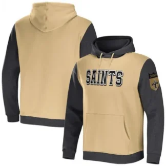 Breathable Men's New Orleans Saints x Darius Rucker Collection Gold/Charcoal Colorblock Pullover Hoodie for game day