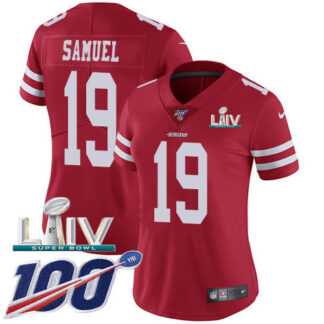 Nike San Francisco 49ers #19 Deebo Samuel Red Super Bowl LIV 2020 Team Color Women’s Stitched NFL 100th Season Vapo...