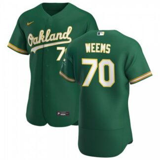 Oakland Athletics #70 Jordan Weems Men’s Nike Kelly Green Alternate 2020 Authentic Player MLB Jersey