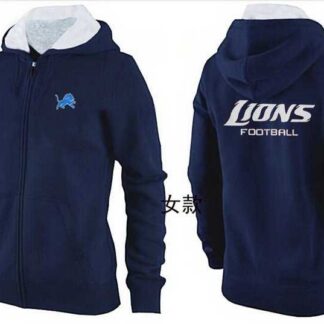 Womens Detroit Lions Team Logo 2015 Full Zip Hoodie-44