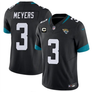 Men & Women & Youth Jacksonville Jaguars #3 Jakobi Meyers Black 2026 F.U.S.E. 1-Star C Patch Vapor Limited Stitched...