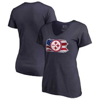 Women Pittsburgh Steelers Navy NFL Pro Line by Fanatics Branded Banner State T-Shirt