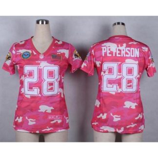 Nike Minnesota Vikings #28 Adrian Peterson Pink Women’s Stitched NFL Elite Camo Fashion Jersey