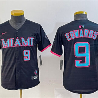 Breathable Youth Miami Marlins #9 Xavier Edwards Black 2025 City Connect Limited Stitched Jersey for game day