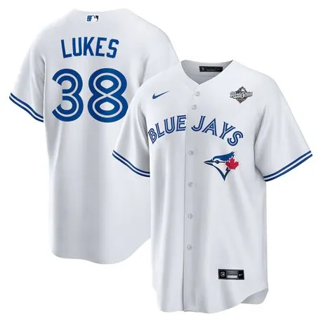 Men's Toronto Blue Jays #38 Nathan Lukes 2025 World Series White Home Replica Jersey