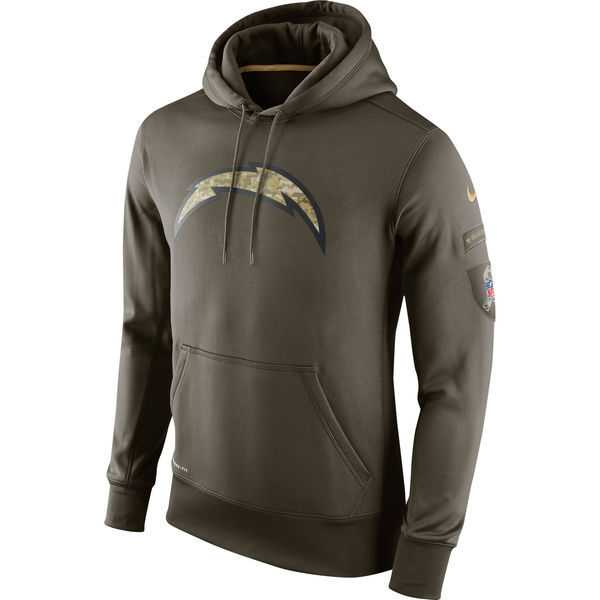 Men San Diego Chargers Blank Salute to Service Green Nike NFL Hoody