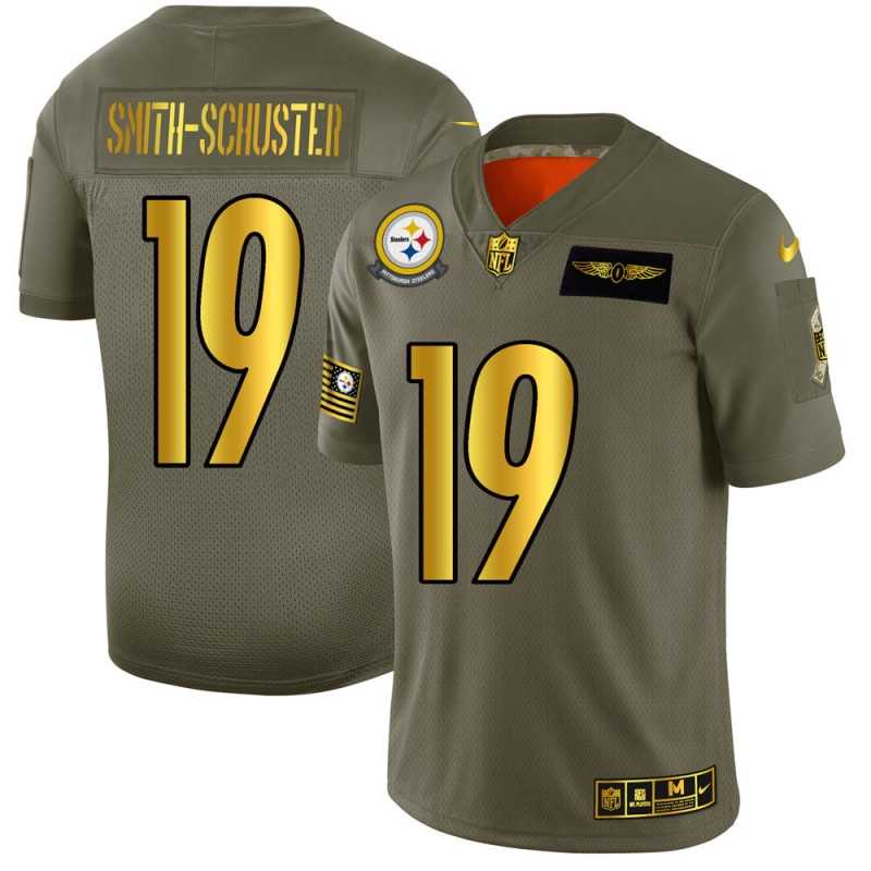 Nike Steelers 19 JuJu Smith Schuster 2019 Olive Gold Salute To Service Limited Jersey Dyin
