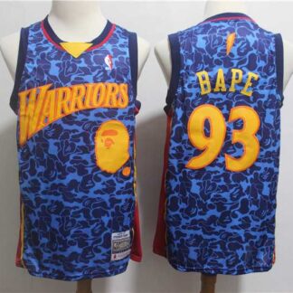 Warriors 93 Bape Blue Hardwood Classics Jersey Dzhi