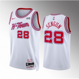 Men's Houston Rockets #28 Alperen Sengun White 2023/24 City Edition Stitched Jersey