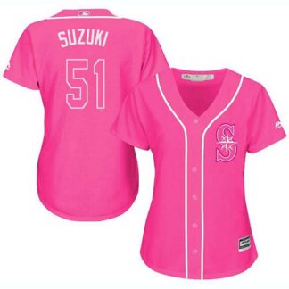 Seattle Mariners #51 Ichiro Suzuki Pink Fashion Women’s Stitched MLB Jersey