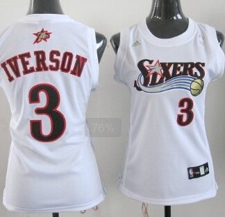 Women's Philadelphia 76ers #3 Allen Iverson Revolution 30 Swingman White Jerseys