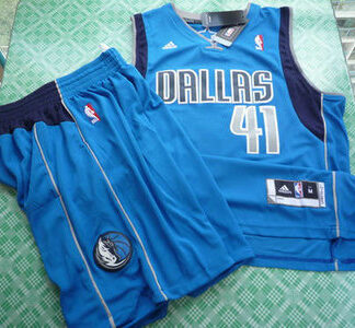 Dallas Mavericks 41 Dirk Nowitzki blue swingman Basketball Suit