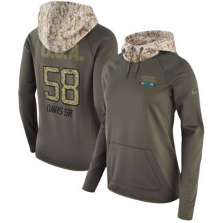 Women Nike Panthers 58 Thomas Davis Sr Olive Salute To Service Pullover Hoodie