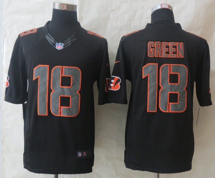 Nike Limited Cincinnati Bengals #18 Green Impact Black Jerseys
