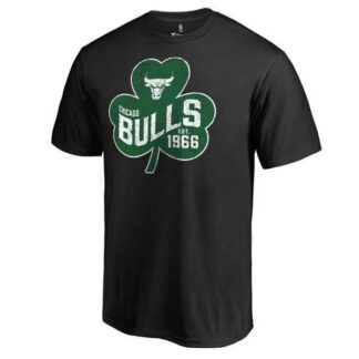 Men's Chicago Bulls Fanatics Branded Black Big & Tall St. Patrick's Day Paddy's Pride T-Shirt FengYun