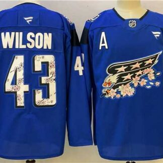 Men's Washington Capitals #43 Tom Wilson Blue Cherry Blossom With A Patch Stitched Jersey