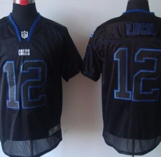 Nike Indianapolis Colts #12 Andrew Luck Lights Out Black Elite Jersey