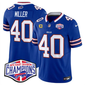 Men's Buffalo Bills #40 Von Miller Royal F.U.S.E. 2024 AFC East Division Champions With 4-Star C Ptach Vapor Limite...