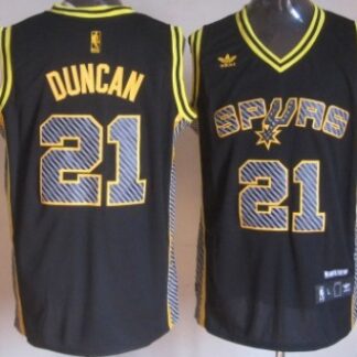 San Antonio Spurs #21 Tim Duncan Black Electricity Fashion Jerseys