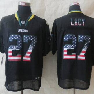 Nike Green Bay Packers #27 Eddie Lacy 2014 USA Flag Fashion Black Elite Jersey