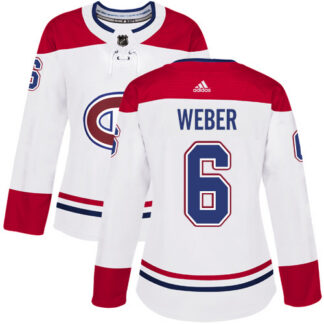 Adidas Montreal Canadiens #6 Shea Weber White Road Authentic Women’s Stitched NHL Jersey