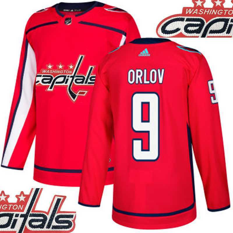 Capitals #9 Orlov Red With Special Glittery Logo Adidas Jersey
