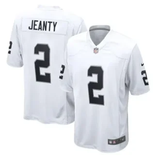 Men's Las Vegas Raiders #2 Ashton Jeanty White 2025 NFL Draft First Round Pick Game Jersey