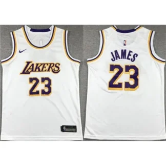 Men's Los Angeles Lakers #23 LeBron James White Stitched Basketball Jersey