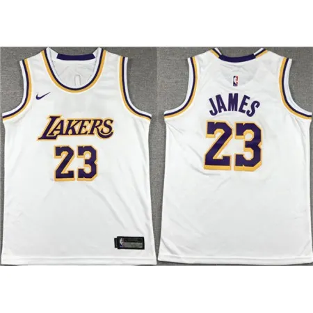 Men's Los Angeles Lakers #23 LeBron James White Stitched Basketball Jersey