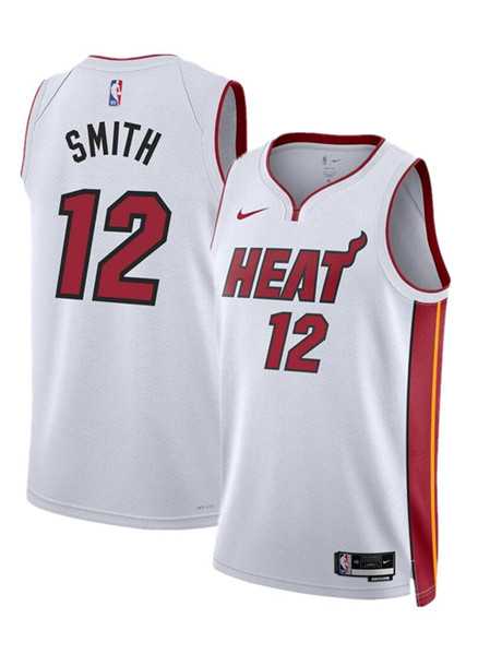 Men's Miami Heat #12 Dru Smith White 2024 Association Edition Stitched Basketball Jersey Dzhi