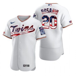 Minnesota Twins #20 Eddie Rosario Men’s Nike White Fluttering USA Flag Limited Edition Authentic MLB Jersey