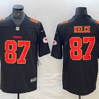 Breathable Men's Kansas City Chiefs #87 Travis Kelce Black Fashion Vapor Limited Stitched Jersey for game day