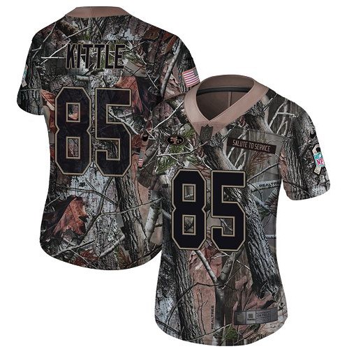 Nike San Francisco 49ers #85 George Kittle Camo Women’s Stitched NFL Limited Rush Realtree Jersey