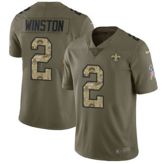 Nike New Orleans Saints #2 Jameis Winston Olive/Camo Men’s Stitched NFL Limited 2017 Salute To Service Jersey