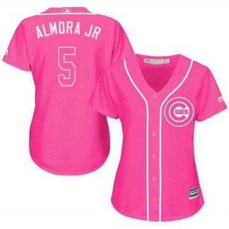 Breathable Glued Women's Chicago Cubs #5 Albert Almora Jr. Pink New Cool Base Jersey WEM for game day