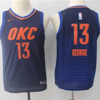 Youth Nike Oklahoma City Thunder #13 Paul George Navy Swingman Stitched NBA Jersey