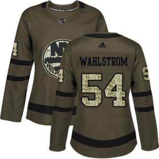 Adidas New York Islanders #54 Oliver Wahlstrom Green Salute to Service Women’s Stitched NHL Jersey