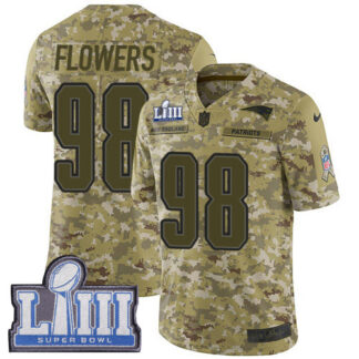Nike New England Patriots #98 Trey Flowers Camo Super Bowl LIII Bound Youth Stitched NFL Limited 2018 Salute to Ser...