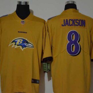 Nike Ravens 8 Lamar Jackson Yellow Vapor Untouchable Limited Jersey