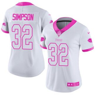 Nike Buffalo Bills #32 O. J. Simpson White/Pink Women’s Stitched NFL Limited Rush Fashion Jersey